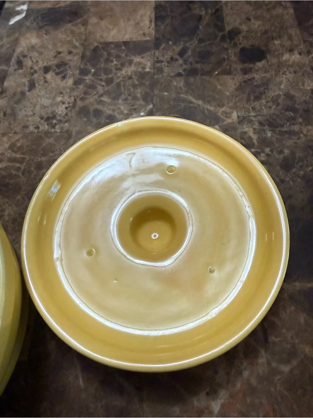 Vintage Bauer Pottery USA Yellow covered casserole bowl with lid.